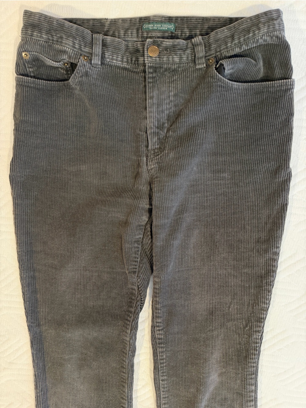 Ralph Lauren Straight-Leg Corduroy Pants in Olive Green, Size 8
